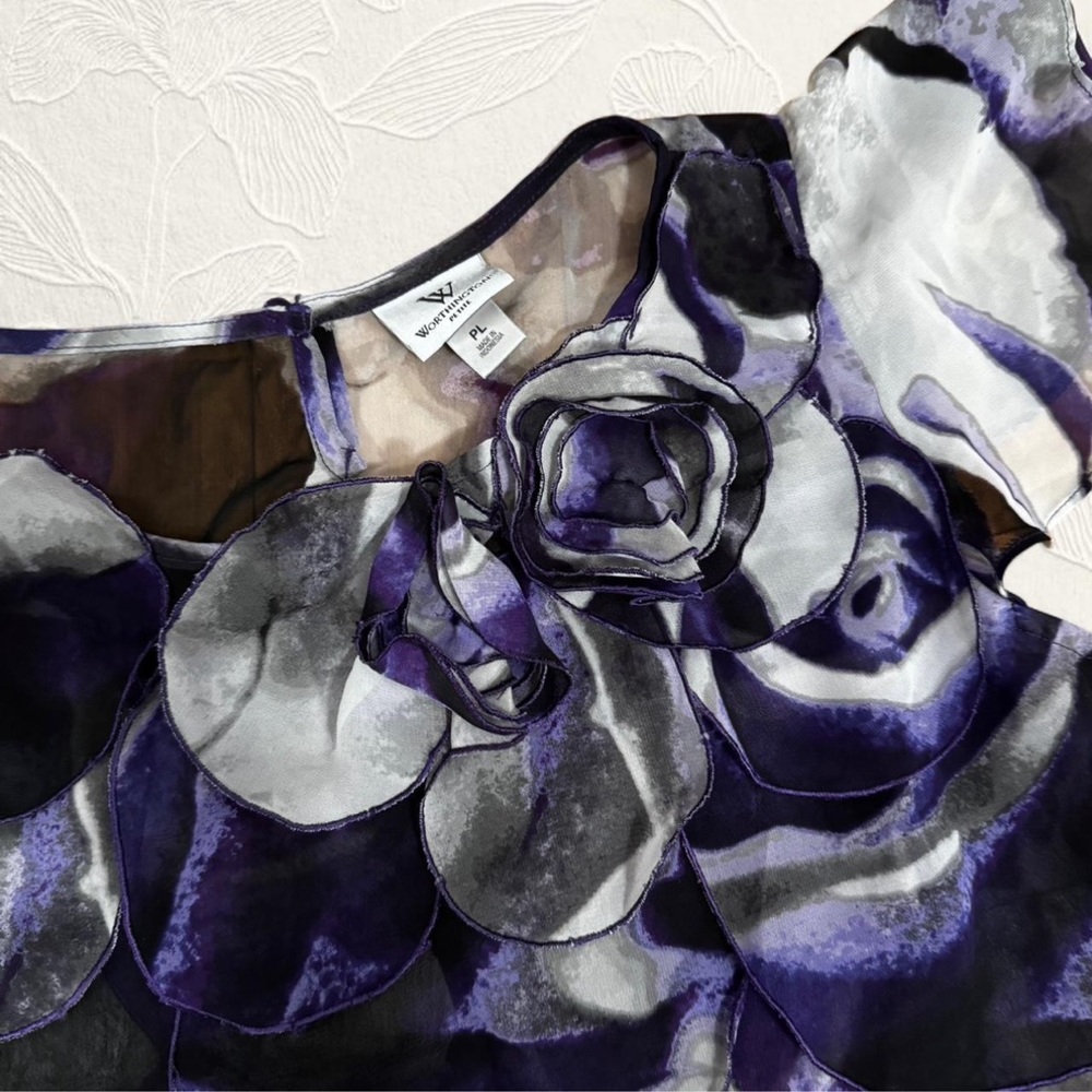 Black & purple Floral Blouse size - Picture 3 of 4